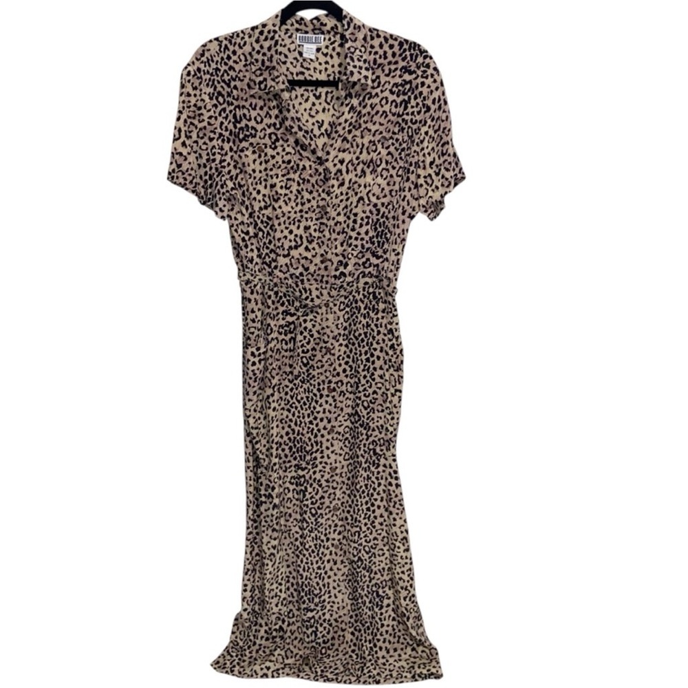 Robbie Bee Shirt Dress Womens Size 10 Silk Belted Pockets Button Front Mob Wife